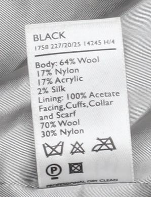 Berkertex Women's Black Wool Blend Coat Size 18