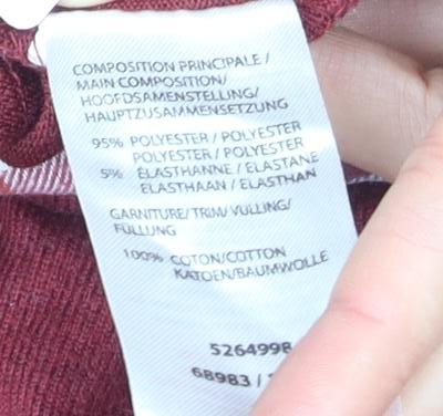 Damart Women's Red V-Neck Plaid Trim Jumper, Size L