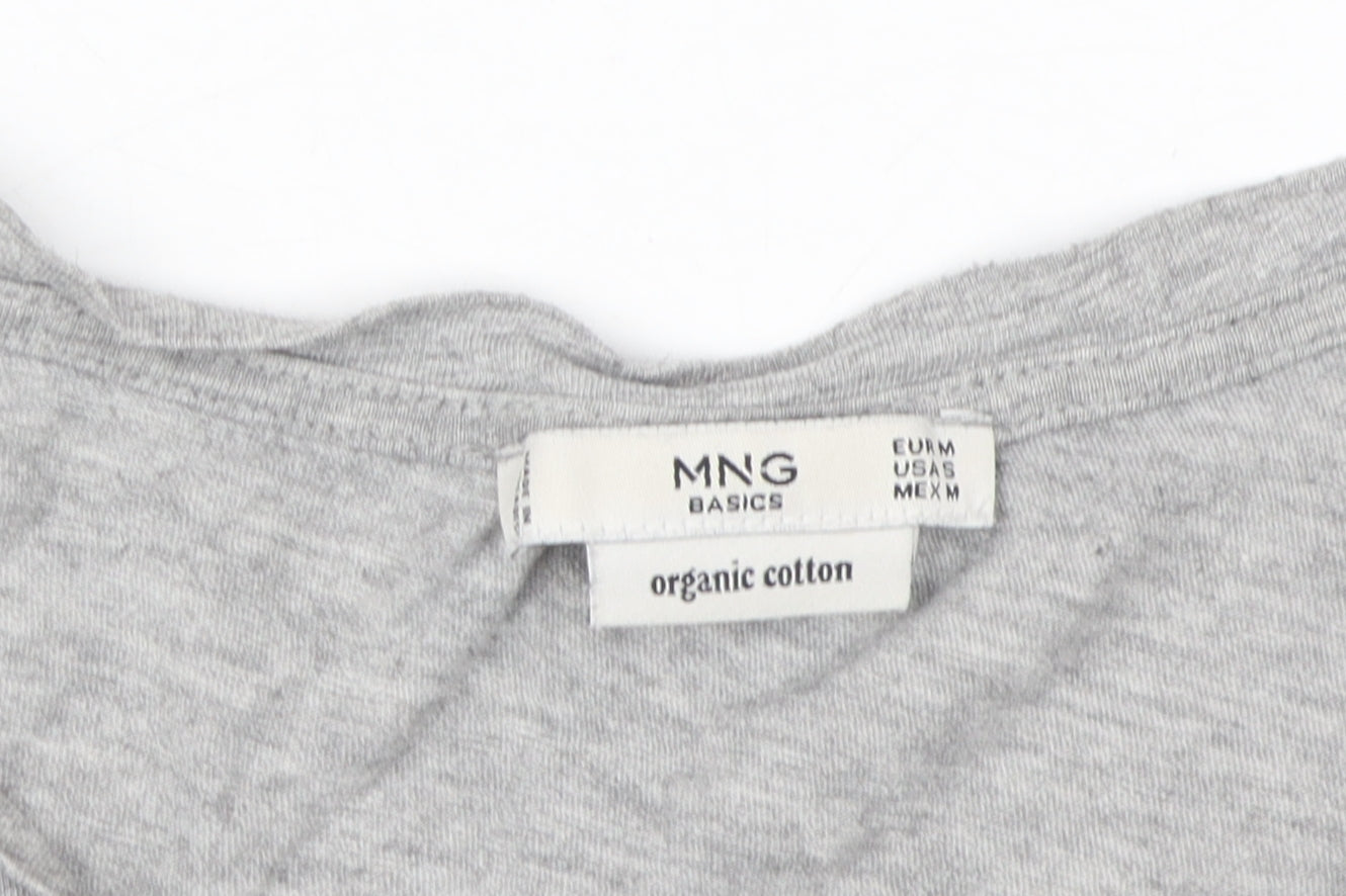 MNG Women's Grey Basic V-Neck T-Shirt, Size 12