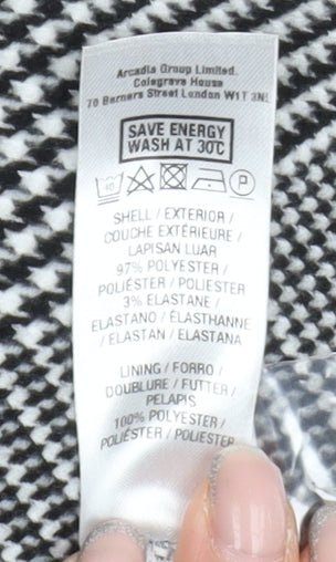 Dorothy Perkins Women's Black White Checked Coat Size 14