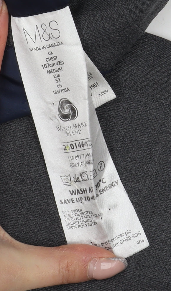 Marks & Spencer Men's Grey Blazer, 42R, Business Formal