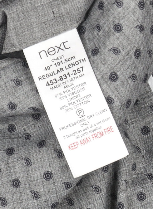 Next Grey Slim Fit Men's Blazer, Size 40R, Business Wear