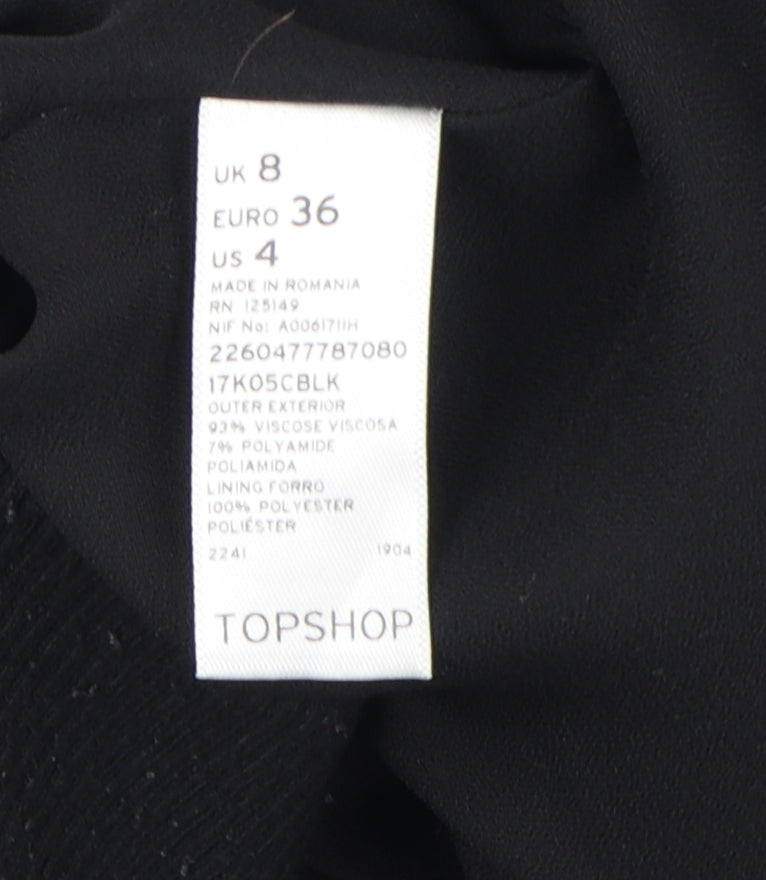 Topshop Women's Black Biker Jacket Size 8 Casual