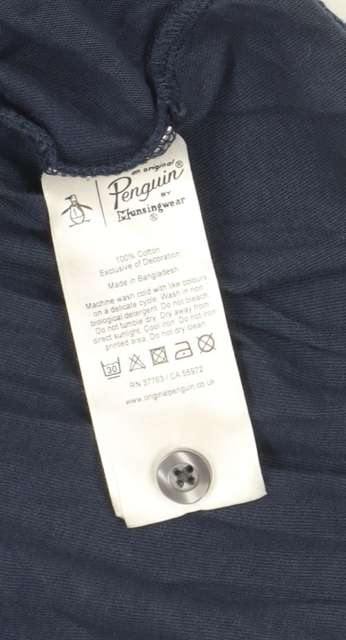 Original Penguin Men's Blue Slim Fit Polo, XL, Casual Tee