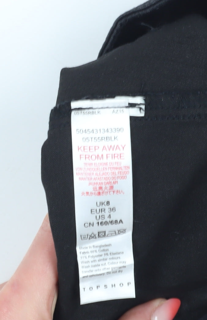 Topshop Women's Black Pencil Skirt Size 8 Casual Chic