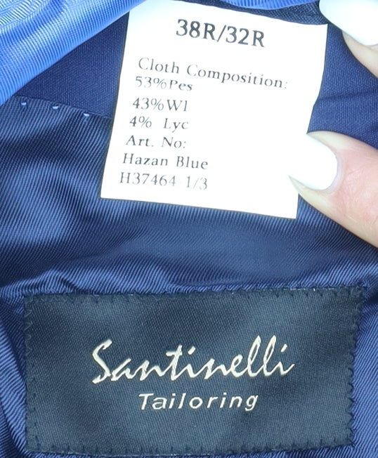 Santinelli Men's Blue Single-Breasted Blazer 38R