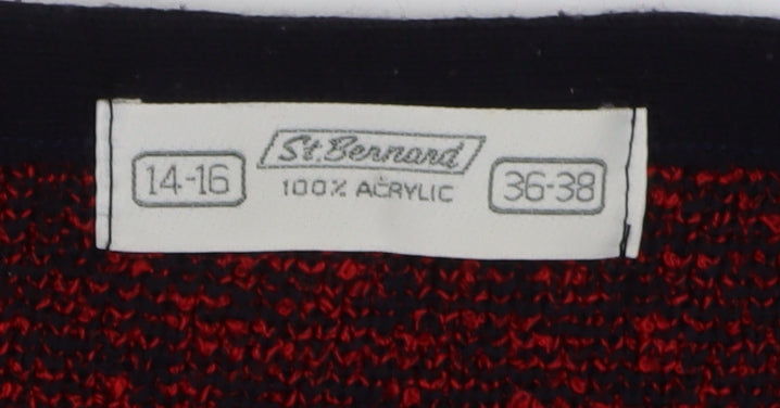St Bernard Women's Red Checked Cardigan, Size 14-16