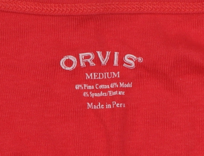 Orvis Women's Red 3/4 Sleeve V-Neck T-Shirt Medium