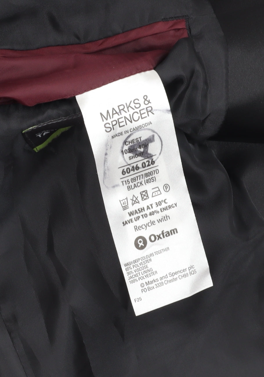 Marks & Spencer Men's Black Blazer 40S Formal