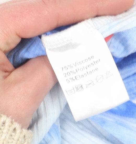 Love & Other Things Women's Blue Tie-Dye Cropped Blouse Size 10