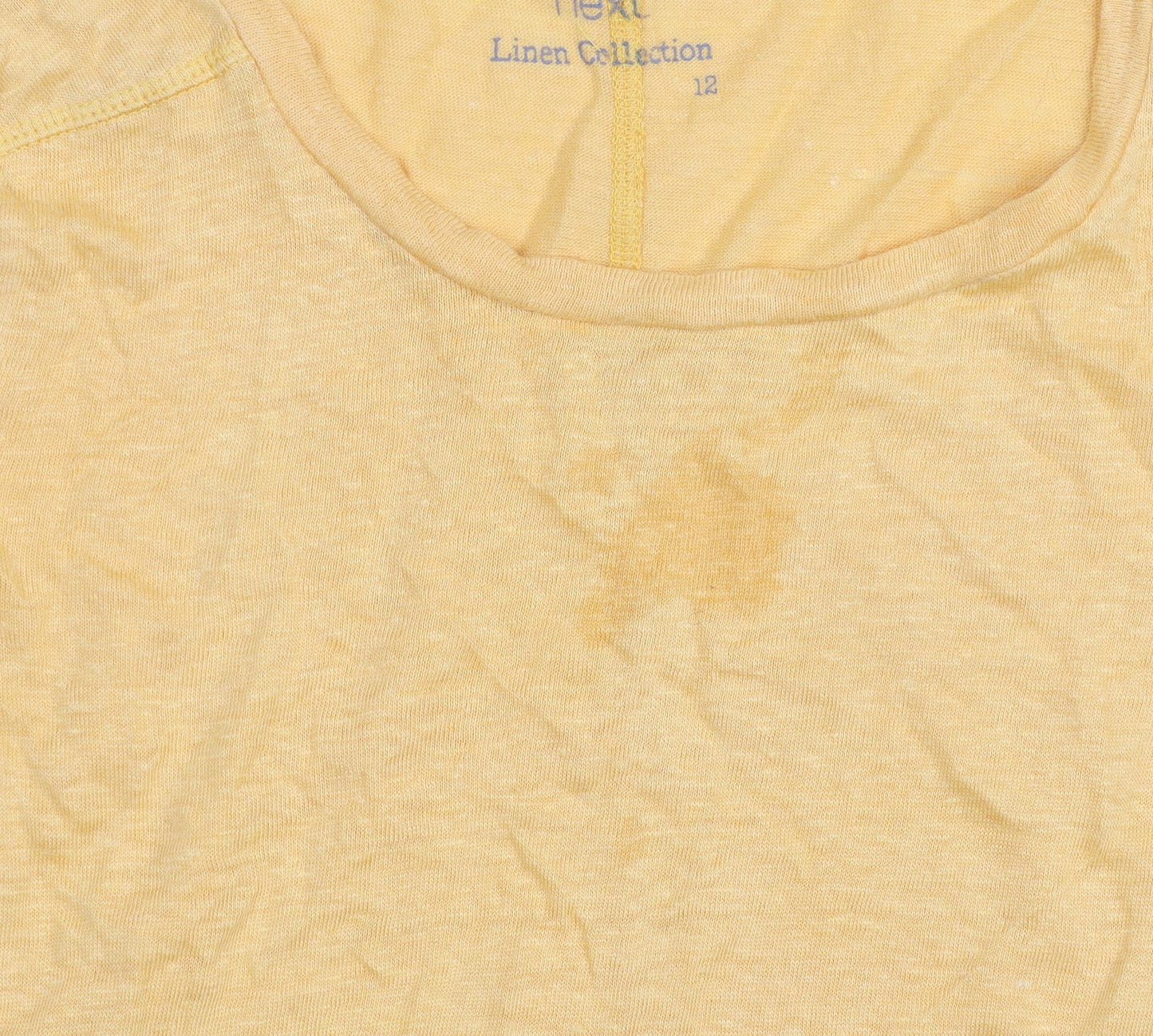 Next Women's Yellow Linen T-Shirt Size 12 Casual Summer