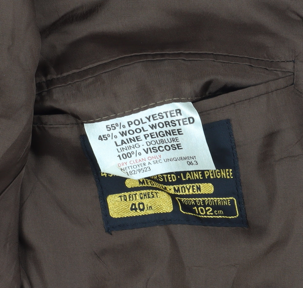 St Michael Men's Brown Blazer 40 M Single-Breasted