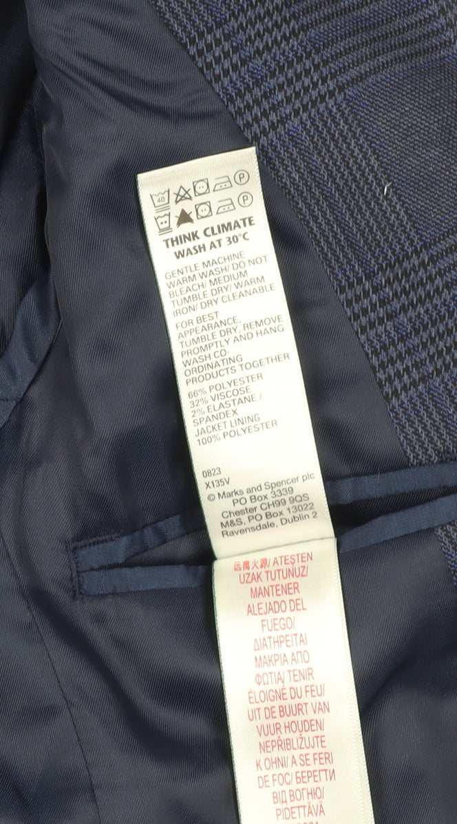Marks & Spencer Boys Blue Check Blazer 4-5 Years