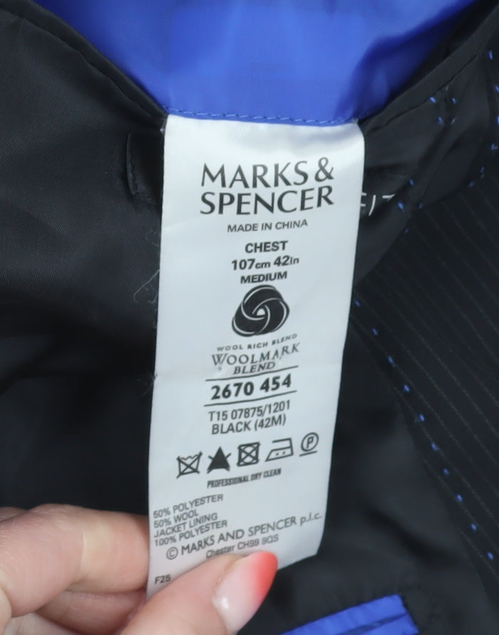 Marks & Spencer Men's Black Blazer 42 Regular Fit
