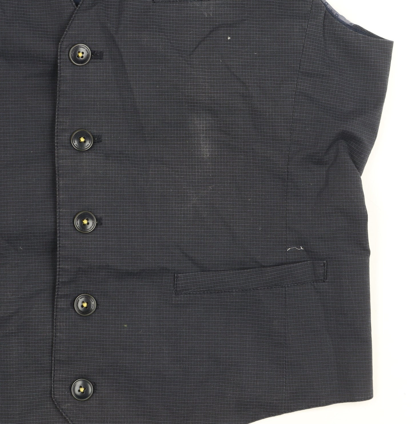 Mexx Men's Blue Check Suit Waistcoat Size 40