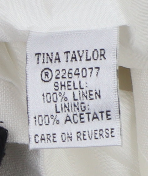 Tina Taylor Women's Ivory Linen Blazer 3/4 Sleeve UK 14