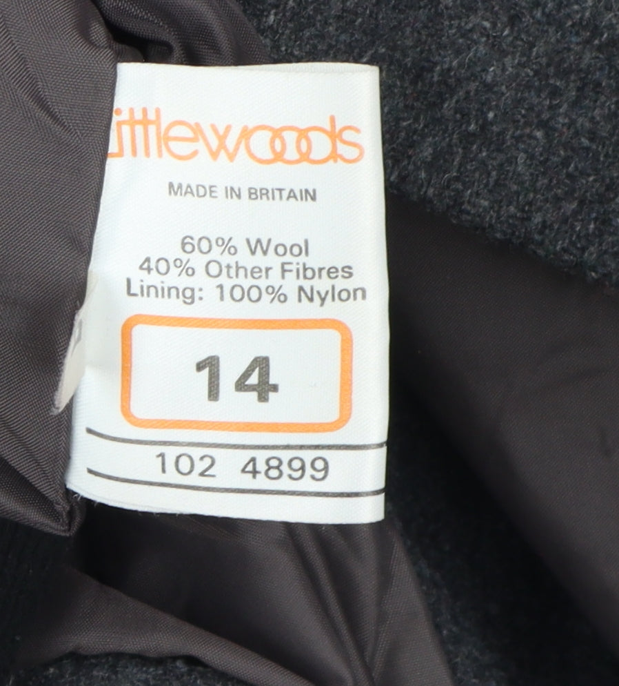 Littlewoods Women's Grey Wool Coat, Size 14