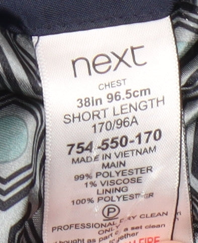 Next Men's Blue Check Blazer, Size 38S, Two-Button