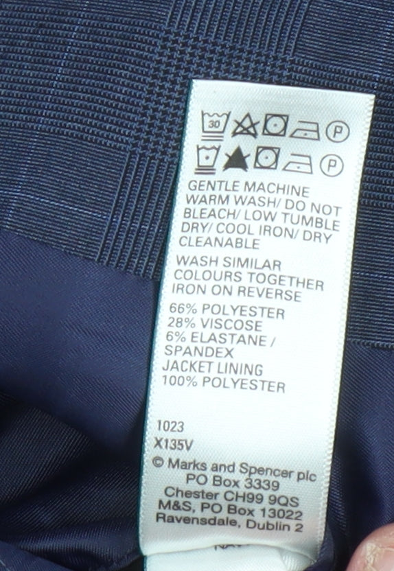 Marks & Spencer Men's Blue Check Blazer, Size 36R