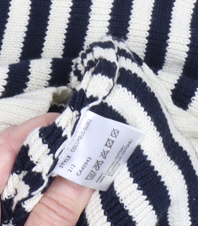 SUIT Men's Ivory Striped Pullover Jumper XL