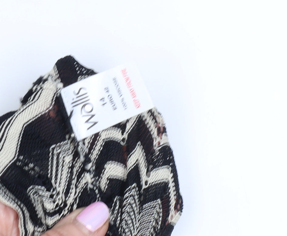 Wallis Women's Black Geometric Knit Blouse Size 14