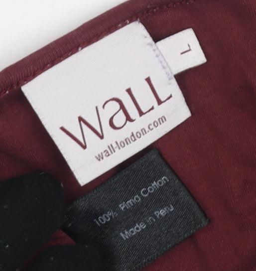 Wall Women's Red Long Sleeve Basic T-Shirt, Size L
