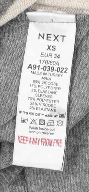 Next Women's Grey Striped Jumper, Size 6, Mock Neck