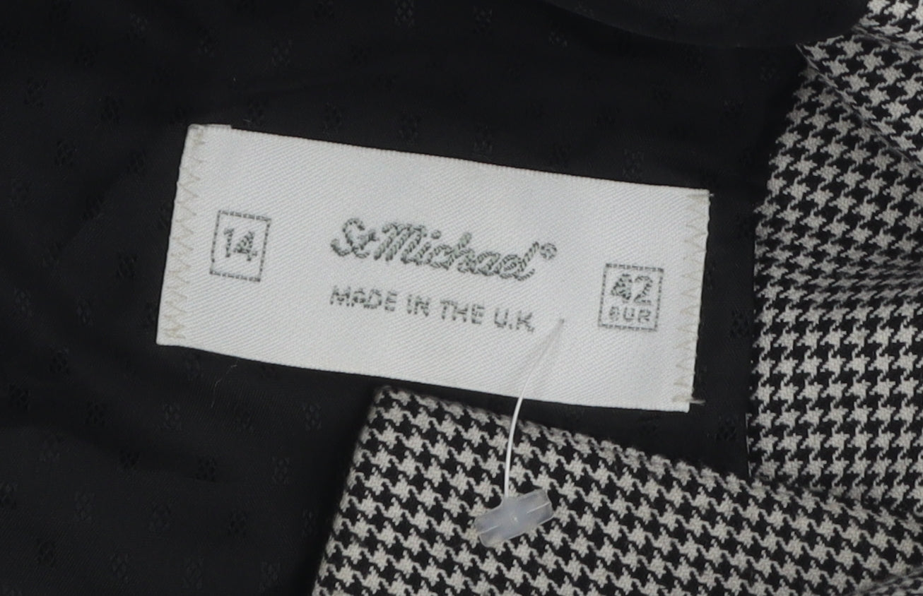St Michael Women's Black Blazer Size 14, Herringbone Pea Coat