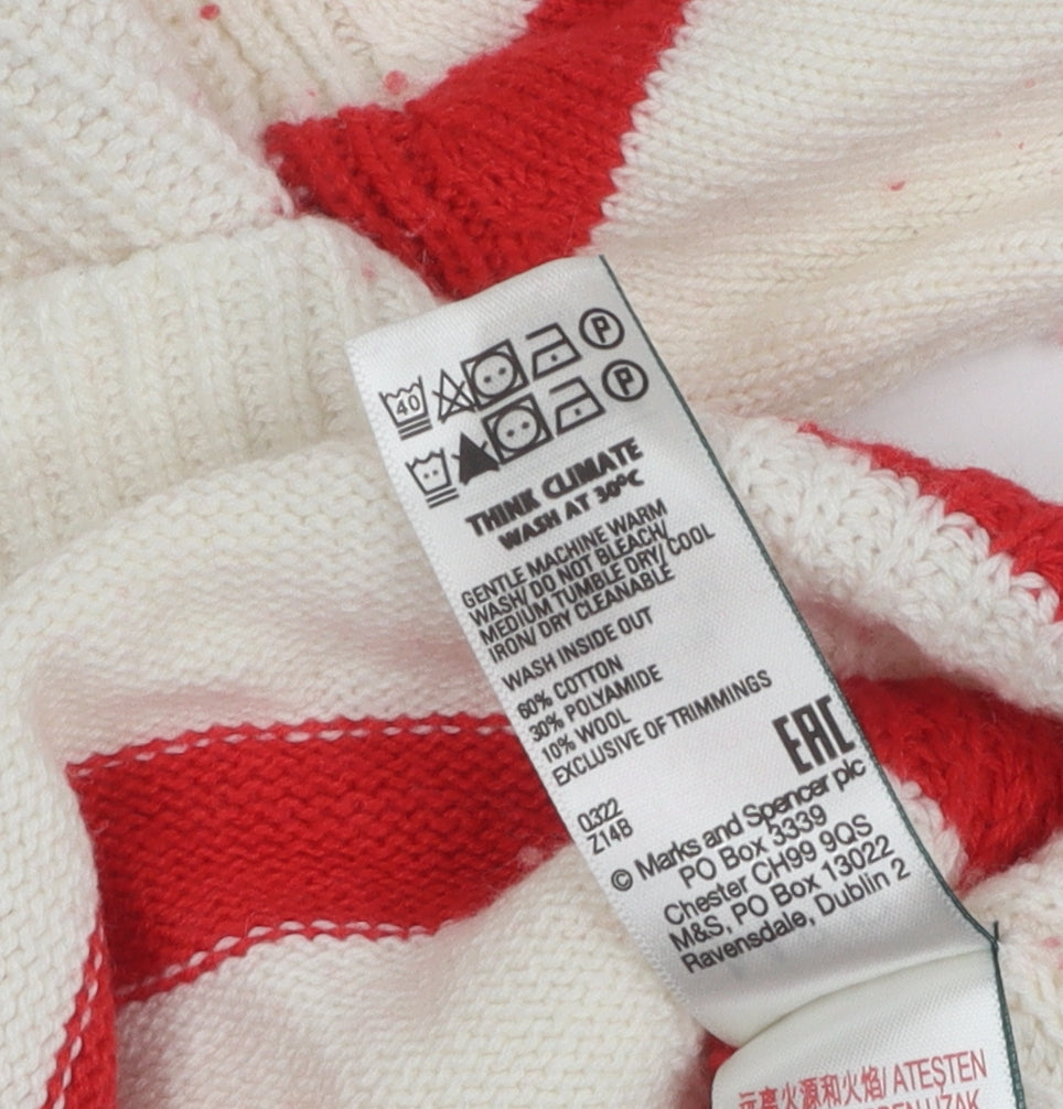 Marks & Spencer Women's Red Striped Pullover Jumper M