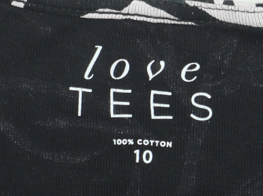 Love Tees Women's Black Floral V-Neck T-Shirt Size 10
