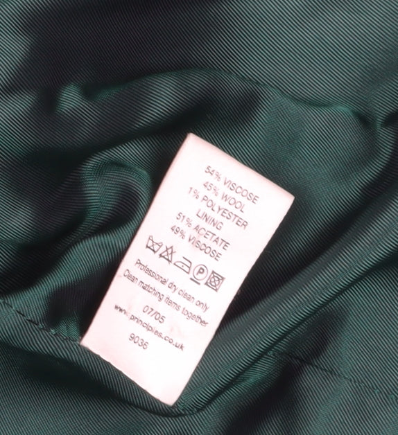 Brand and care label for Principles Women's Black Pinstripe Blazer Jacket, size 10