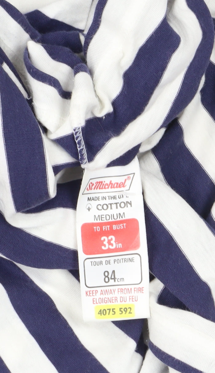 Marks & Spencer Blue Striped Women's T-Shirt M