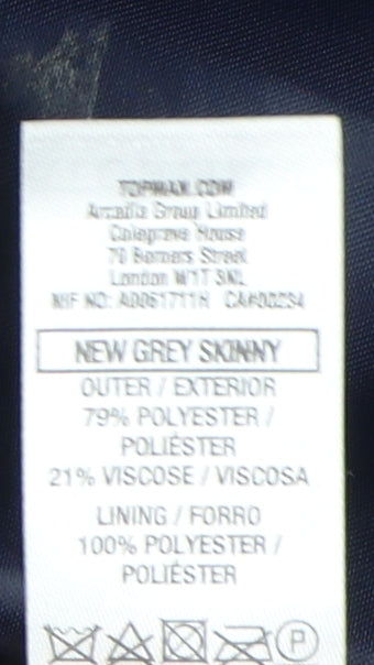 Topman Men's Grey Skinny Blazer 34R Regular Fit