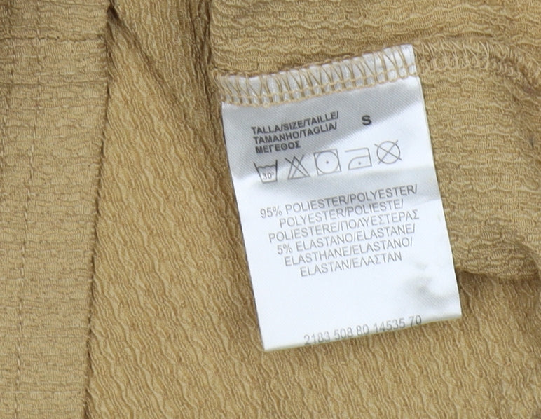 Inside Women's Beige Cropped Blouse S Slim Fit V-Neck