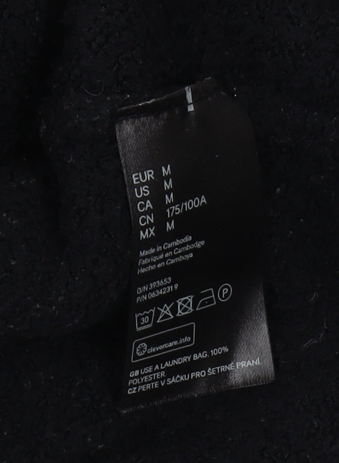 H&M Unisex Adults Black Pullover Hoodie M