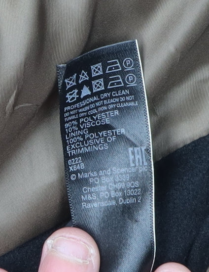 Marks & Spencer Men's Black Overcoat Size S