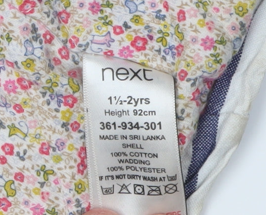 Next Girls Blue Striped Hooded Jacket, 2 Years, Lined