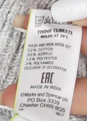 Marks & Spencer Women's Grey Crew Neck Pullover 14