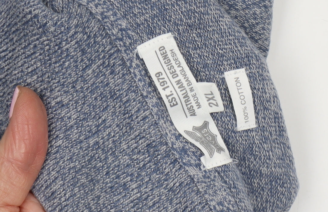 1989 Men's Blue 2XL Pullover High Neck Jumper