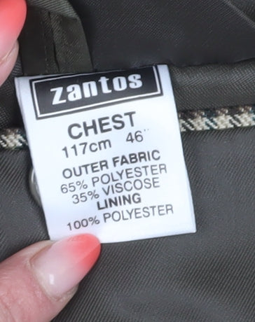Zantos Men's Check Blazer, 46R, Brown, Business Casual