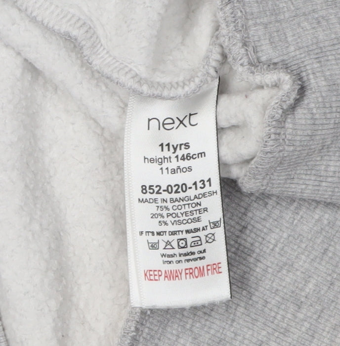 Next Boys Grey Pullover Hoodie, 11 Years, Cotton Blend