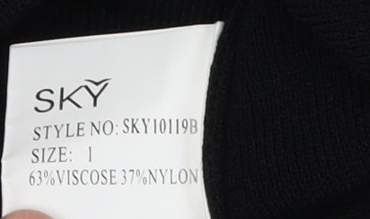 SKY Women's Black Embroidered XS Basic T-Shirt