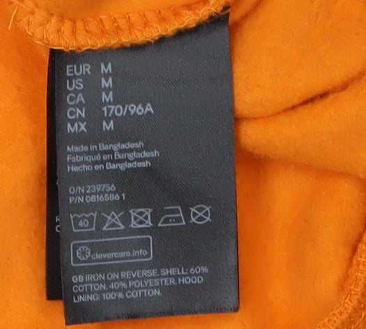 H&M Unisex Orange Pullover Hoodie, Medium
