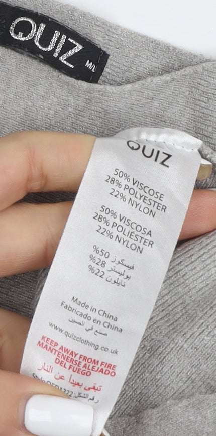 Quiz Women's Grey Sequin Pullover Jumper UK 6