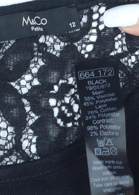 Marks & Spencer Women's Black Lace Blouse Size 12