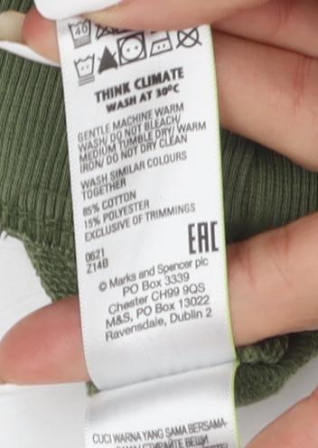Marks & Spencer Green Unisex Hoodie, Size 8