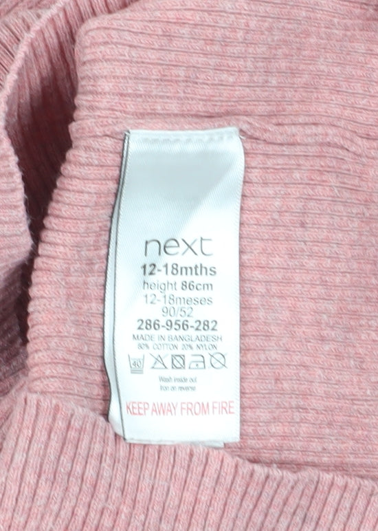 Next Girls Pink Knit Pullover Jumper 12-18 Months