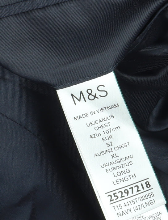 Marks & Spencer Men's Blue Blazer, 42L, Long, Formal