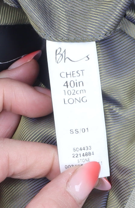 BHS Men's Beige Blazer, Size M, 40L Chest, Long