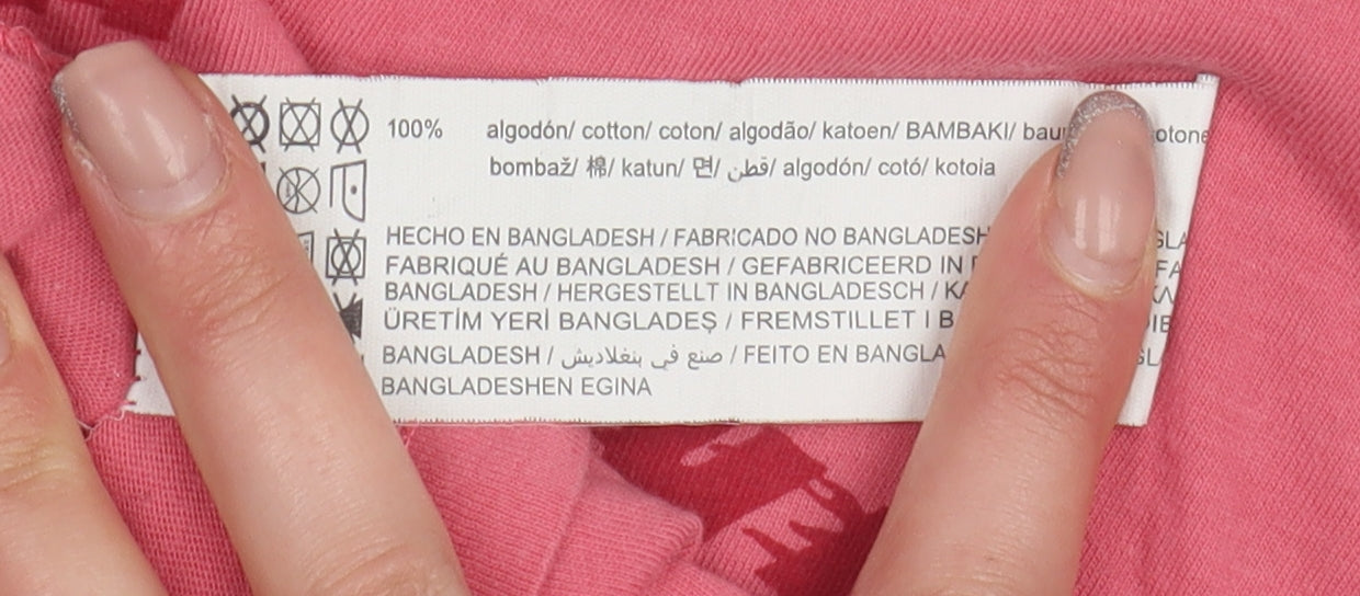 PULL&BEAR Girls Pink Ringer T-Shirt XS